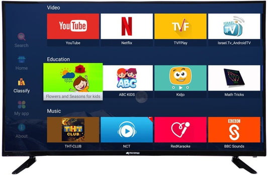 माइक्रोमैक्स स्मार्ट एलईडी टीवी 109 सेमी (43 इंच) फुल एचडी एलईडी स्मार्ट एंड्रॉइड आधारित टीवी - 43V2000FHD