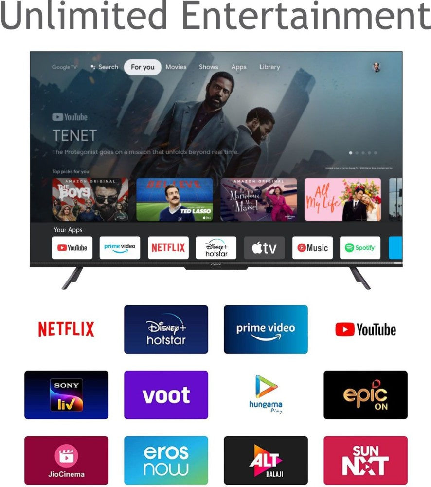 Coocaa Frameless 80 cm (32 inch) HD Ready LED Smart Google TV with HDR 10 Dolby Audio and Eye care technology - 32Z72