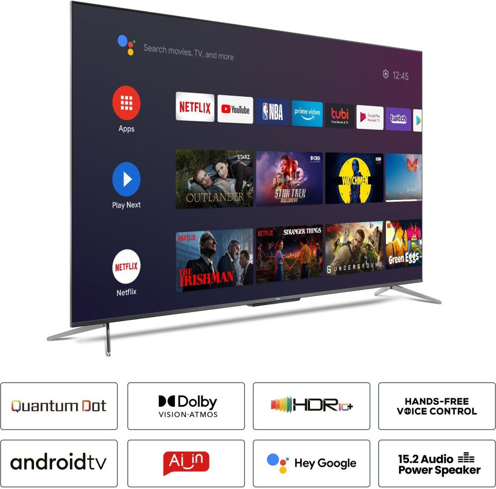 TCL C715 Series 126 cm (50 inch) QLED Ultra HD (4K) Smart Android TV with Handsfree Voice Control & Dolby Vision & Atmos - 50C715