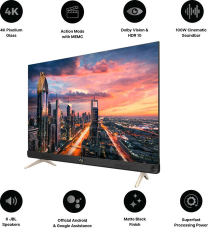 Vu Cinema TV Action Series 126 cm (50 inch) Ultra HD (4K) LED Smart Android TV with 100W built-in Soundbar - 50LX