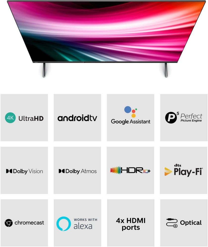 PHILIPS 8200 Series 126 cm (50 inch) Ultra HD (4K) LED Smart Android TV - 50PUT8215/94