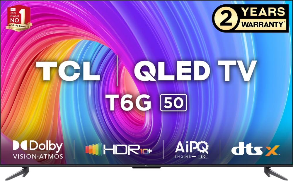 TCL 126 सेमी (50 इंच) QLED अल्ट्रा HD (4K) स्मार्ट Google TV गेम मास्टर 2.0 - 50T6G के साथ