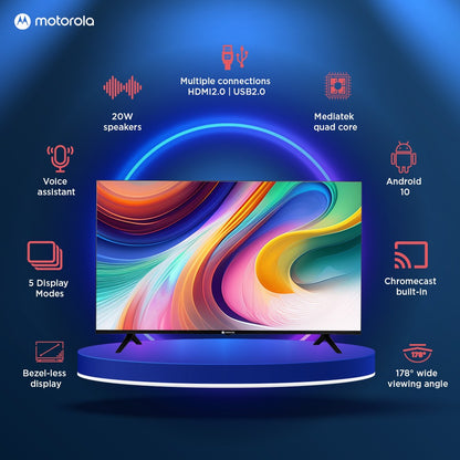 MOTOROLA Envision 140 cm (55 inch) Ultra HD (4K) LED Smart Android TV with Bezel-Less Design, Google Voice Assistant, and Dolby Audio (2023) - 55UHDADMXSBE