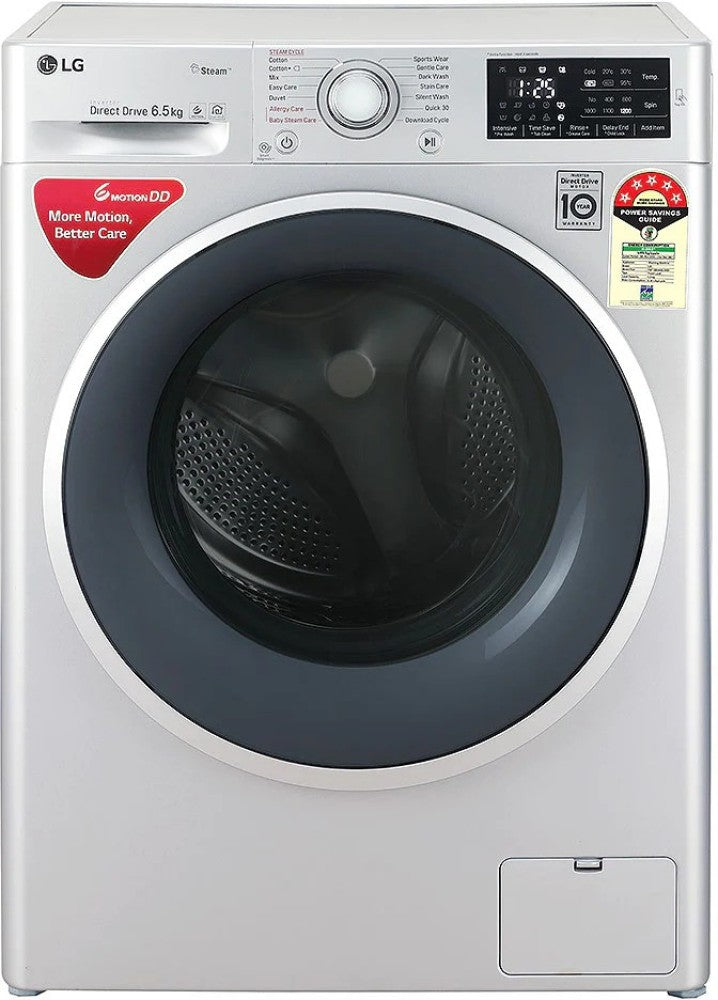 LG 6.5 kg Fully Automatic Front Load Washing Machine with In-built Heater Silver - FHT1265ANL