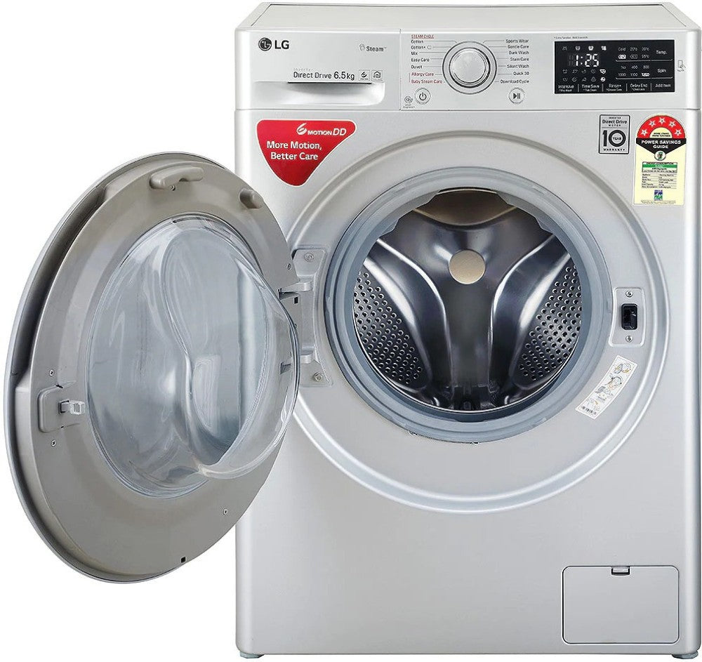 LG 6.5 kg Fully Automatic Front Load Washing Machine with In-built Heater Silver - FHT1265ANL