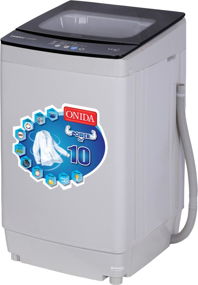 ONIDA 6.5 kg with Hydraulic Soft Close Glass Lid Fully Automatic Top Load Washing Machine Grey - T65CGN1