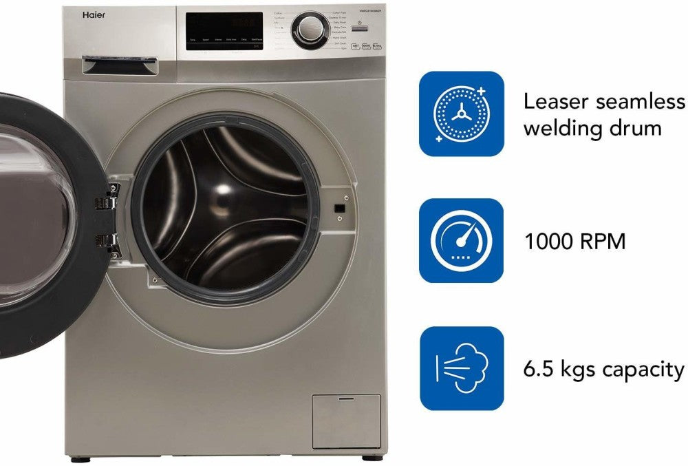 Haier 6.5 kg Fully Automatic Front Load Washing Machine with In-built Heater Grey - HW65-IM10636TNZP