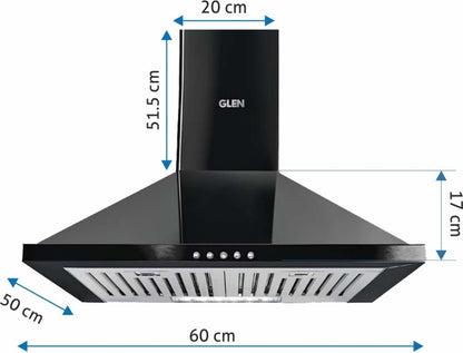 Glen CH6050DXBLK60BF दीवार पर लगने वाली चिमनी - काला 1000 CMH