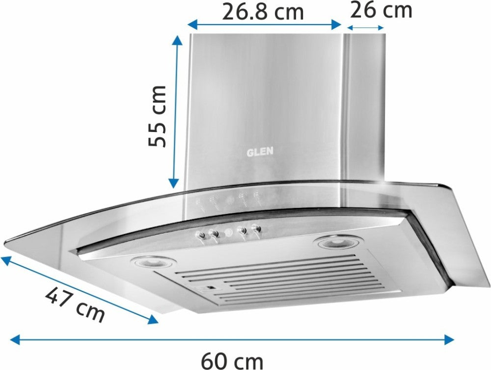 ग्लेन कुकर हुड 6071 EX 60 CM 1000M3 SS LTW दीवार पर लगी चिमनी - स्टील 1000 CMH