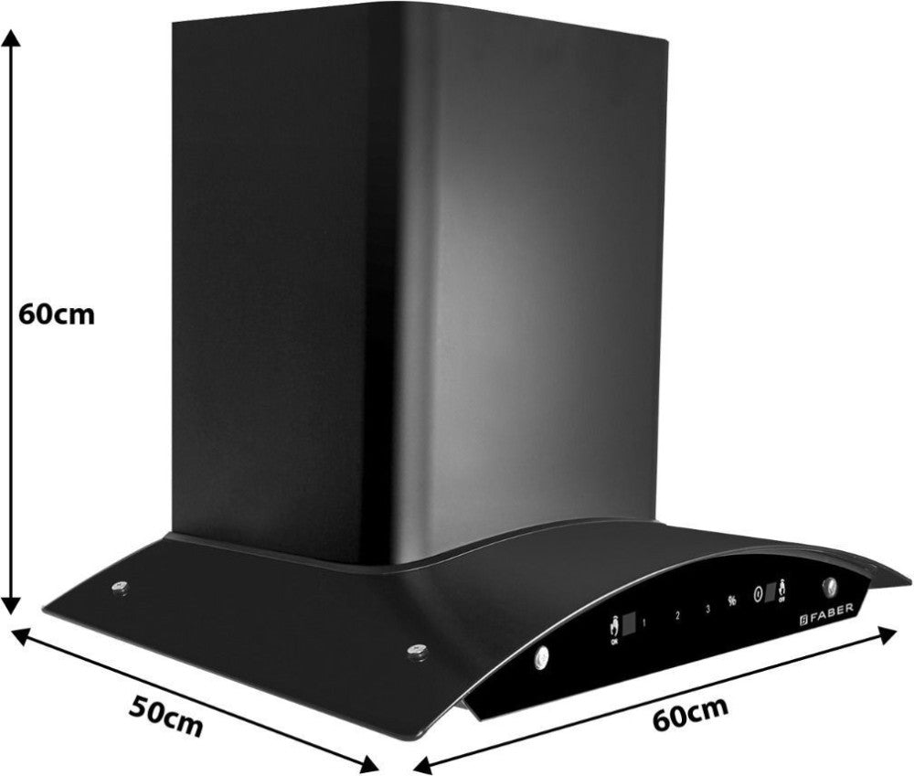 फैबर सनीएचसीएससीबीके60 ऑटो क्लीन वॉल माउंटेड चिमनी - ब्लैक 1200 सीएमएच