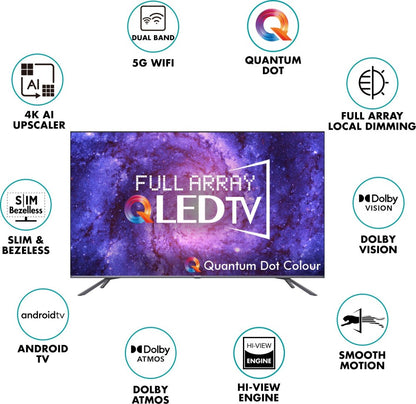 Hisense U6G सीरीज 139 सेमी (55 इंच) QLED अल्ट्रा HD (4K) स्मार्ट एंड्रॉइड टीवी फुल ऐरे लोकल डिमिंग के साथ - 55U6G