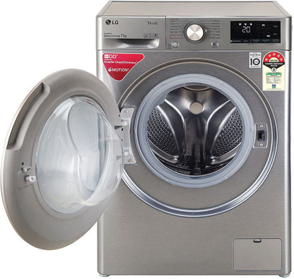 LG 7 kg Fully Automatic Front Load Washing Machine with In-built Heater Silver - FHV1207ZWP