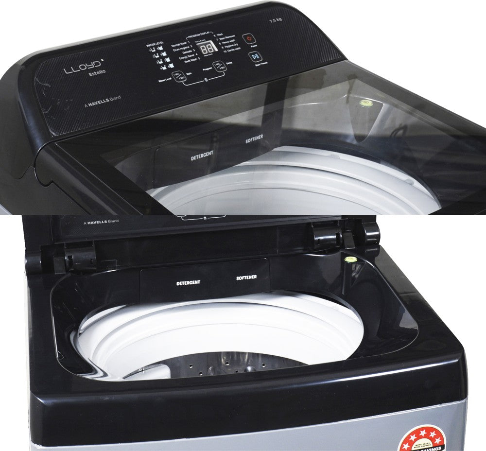 Lloyd 7.5 kg Fully Automatic Top Load Washing Machine Black - LWMT75GIGES