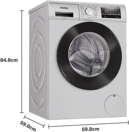 सीमेंस 7.5 किलोग्राम फुली ऑटोमैटिक फ्रंट लोड वॉशिंग मशीन इन-बिल्ट हीटर सिल्वर के साथ - WM14J46IIN