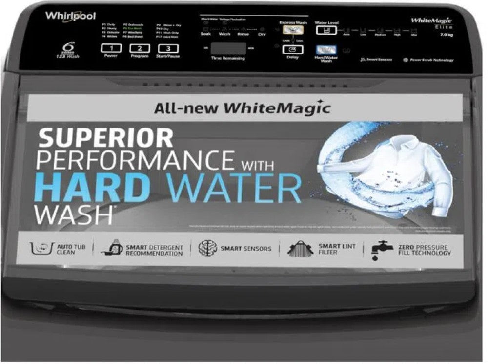 Whirlpool 7 kg Fully Automatic Top Load Washing Machine with In-built Heater Grey - WHITEMAGIC ELITE PLUS (H)7.0 GREY 10YMW