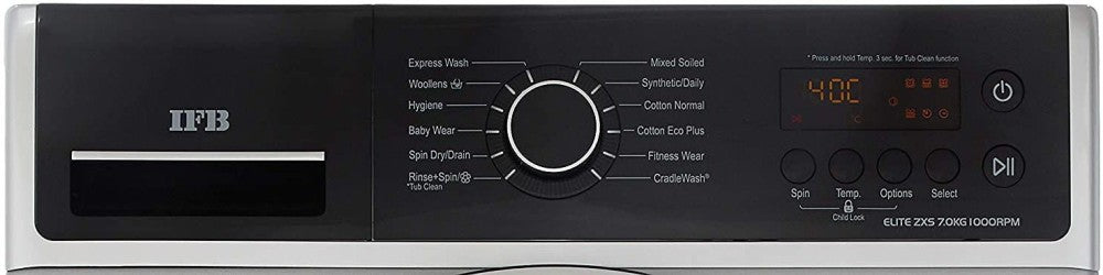 IFB 7 kg Fully Automatic Front Load Washing Machine with In-built Heater Silver - ELITE ZXS