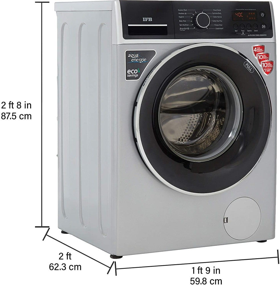 IFB 7 kg Fully Automatic Front Load Washing Machine with In-built Heater Silver - ELITE ZXS