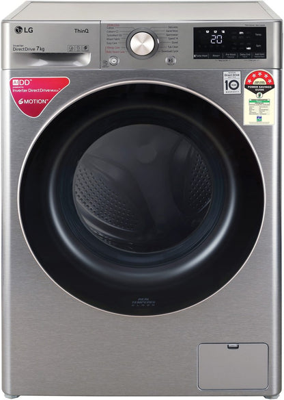 LG 7 kg Fully Automatic Front Load Washing Machine with In-built Heater Silver - FHV1207ZWP