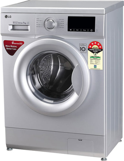 LG 7 kg Fully Automatic Front Load Washing Machine with In-built Heater Silver - FHM1207ADL