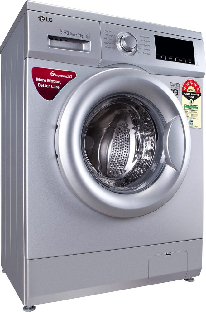 LG 7 kg Fully Automatic Front Load Washing Machine with In-built Heater Silver - FHM1207ADL