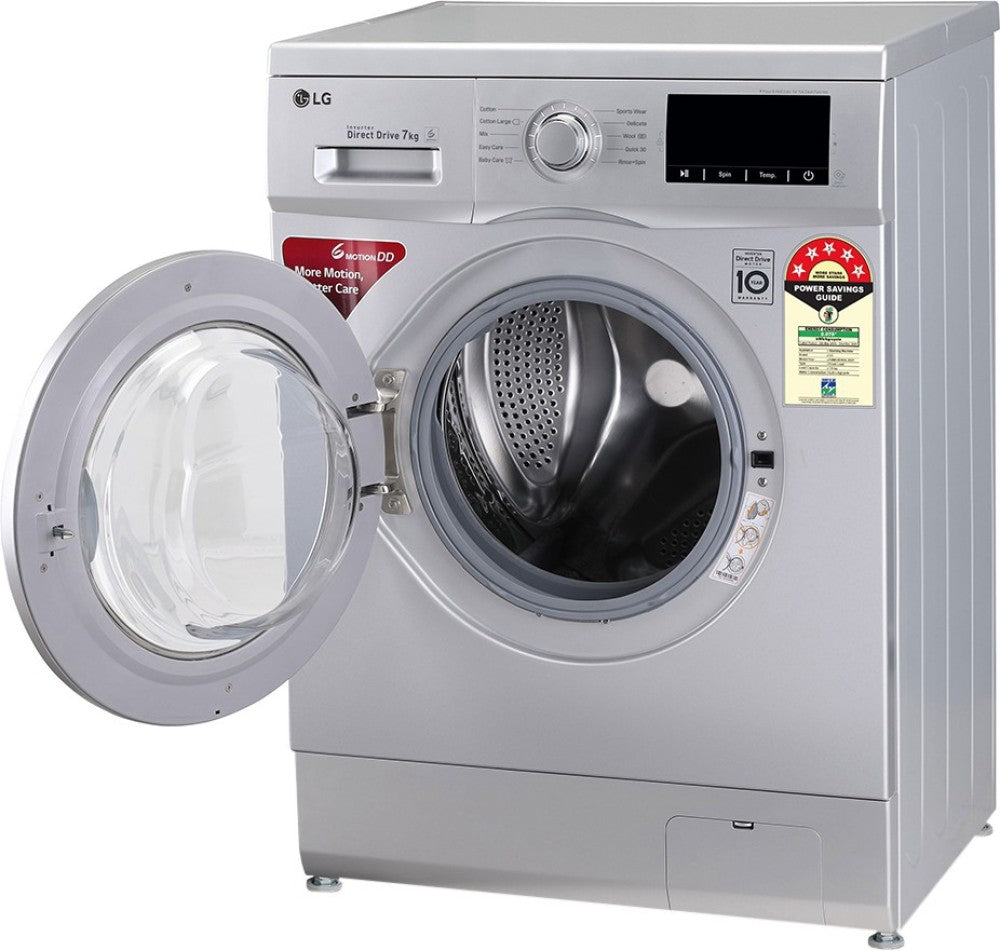 LG 7 kg Fully Automatic Front Load Washing Machine with In-built Heater Silver - FHM1207ADL