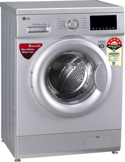 LG 7 kg Fully Automatic Front Load Washing Machine with In-built Heater Silver - FHM1207ADL