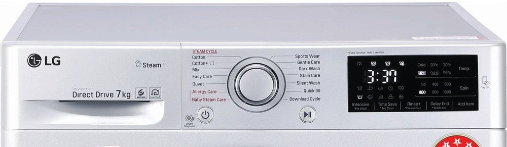 LG 7 kg With Steam Fully Automatic Front Load Washing Machine with In-built Heater Silver - FHT1207ZNL