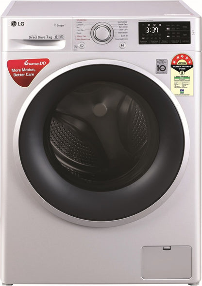 LG 7 kg With Steam Fully Automatic Front Load Washing Machine with In-built Heater Silver - FHT1207ZNL