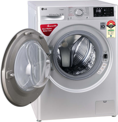 LG 7 kg With Steam Fully Automatic Front Load Washing Machine with In-built Heater Silver - FHT1207ZNL