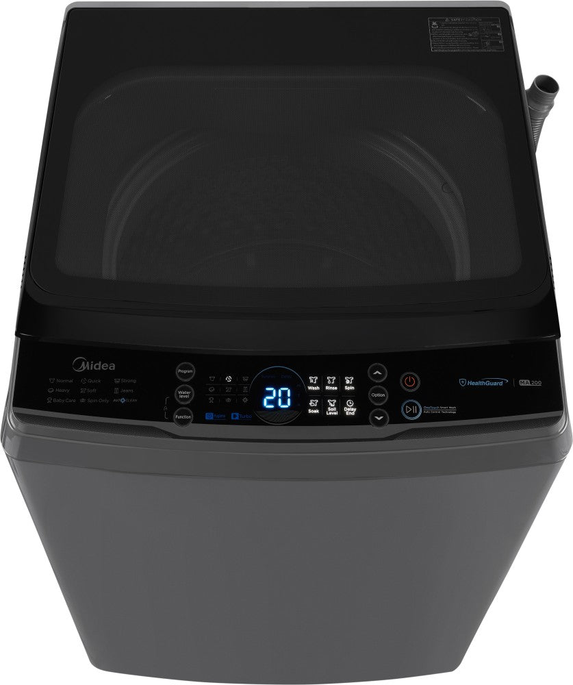 Midea 8 kg Spin Dry Dark Full Metal Body, Soft Closing Lid Fully Automatic Top Load Washing Machine Grey - MA200W80/G-IN