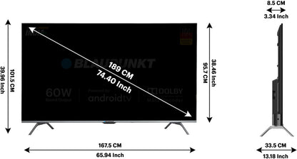 Blaupunkt 189 cm (75 inch) Ultra HD (4K) LED Smart Android TV with Dolby Atmos & Dolby Vision - 75CSA7080