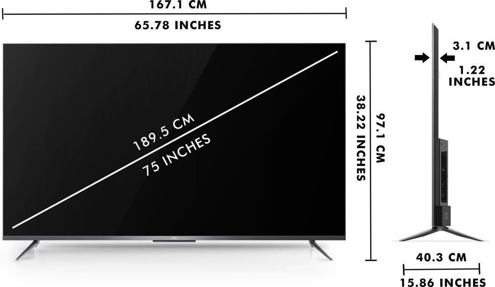 TCL P715 190 cm (75 inch) Ultra HD (4K) LED Smart Android TV with Full Screen & Handsfree Voice Control - 75P715