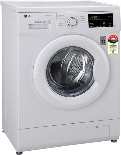 LG 8 kg Steam Fully Automatic Front Load Washing Machine with In-built Heater White - FHM1408BDW