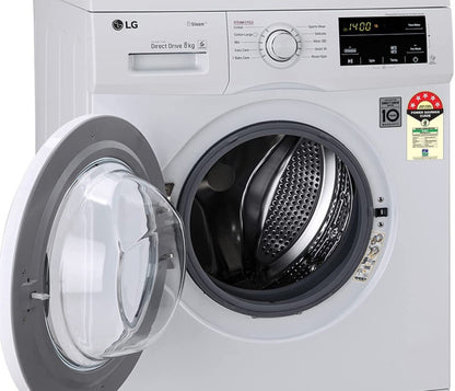 LG 8 kg Steam Fully Automatic Front Load Washing Machine with In-built Heater White - FHM1408BDW