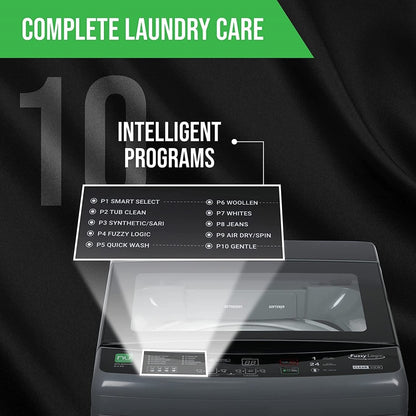 NU 8 kg 5 Star & Glass Top Finish Fully Automatic Top Load Washing Machine Grey - WTL80SGG0