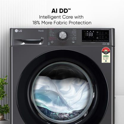 LG 8 kg AI Direct Drive Technolog Fully Automatic Front Load Washing Machine Black - FHP1208Z3M