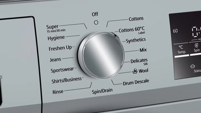 Siemens 8 kg Fully Automatic Front Load Washing Machine with In-built Heater Silver - WM14J46SIN