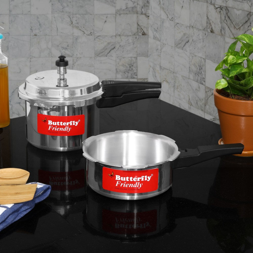 Butterfly Friendly Combo Pack 3 L, 2 L Pressure Cooker - Aluminium