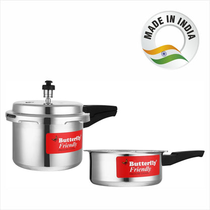 Butterfly Friendly Combo Pack 3 L, 2 L Pressure Cooker - Aluminium