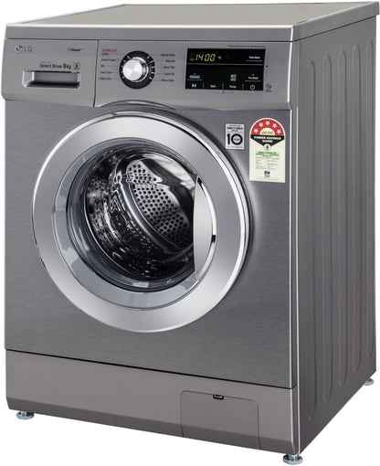 LG 9 kg With Smart Diagnosis Fully Automatic Front Load Washing Machine with In-built Heater Grey, Silver - FHM1409BDP