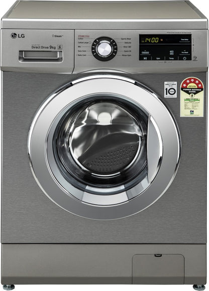 LG 9 kg With Smart Diagnosis Fully Automatic Front Load Washing Machine with In-built Heater Grey, Silver - FHM1409BDP