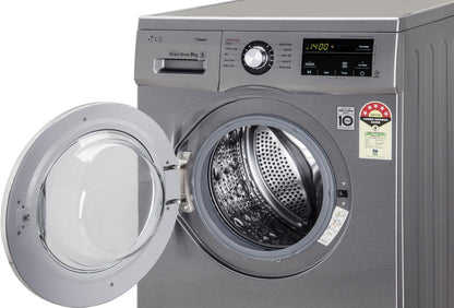 LG 9 kg With Smart Diagnosis Fully Automatic Front Load Washing Machine with In-built Heater Grey, Silver - FHM1409BDP