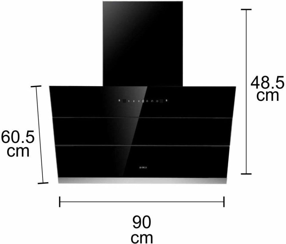 Elica EFL 901 HAC VMS ऑटो क्लीन वॉल माउंटिंग चिमनी - काला 1200 CMH