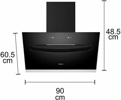 Elica EFL-S907 HAC VMS ऑटो क्लीन वॉल माउंटेड चिमनी - काला 1200 CMH