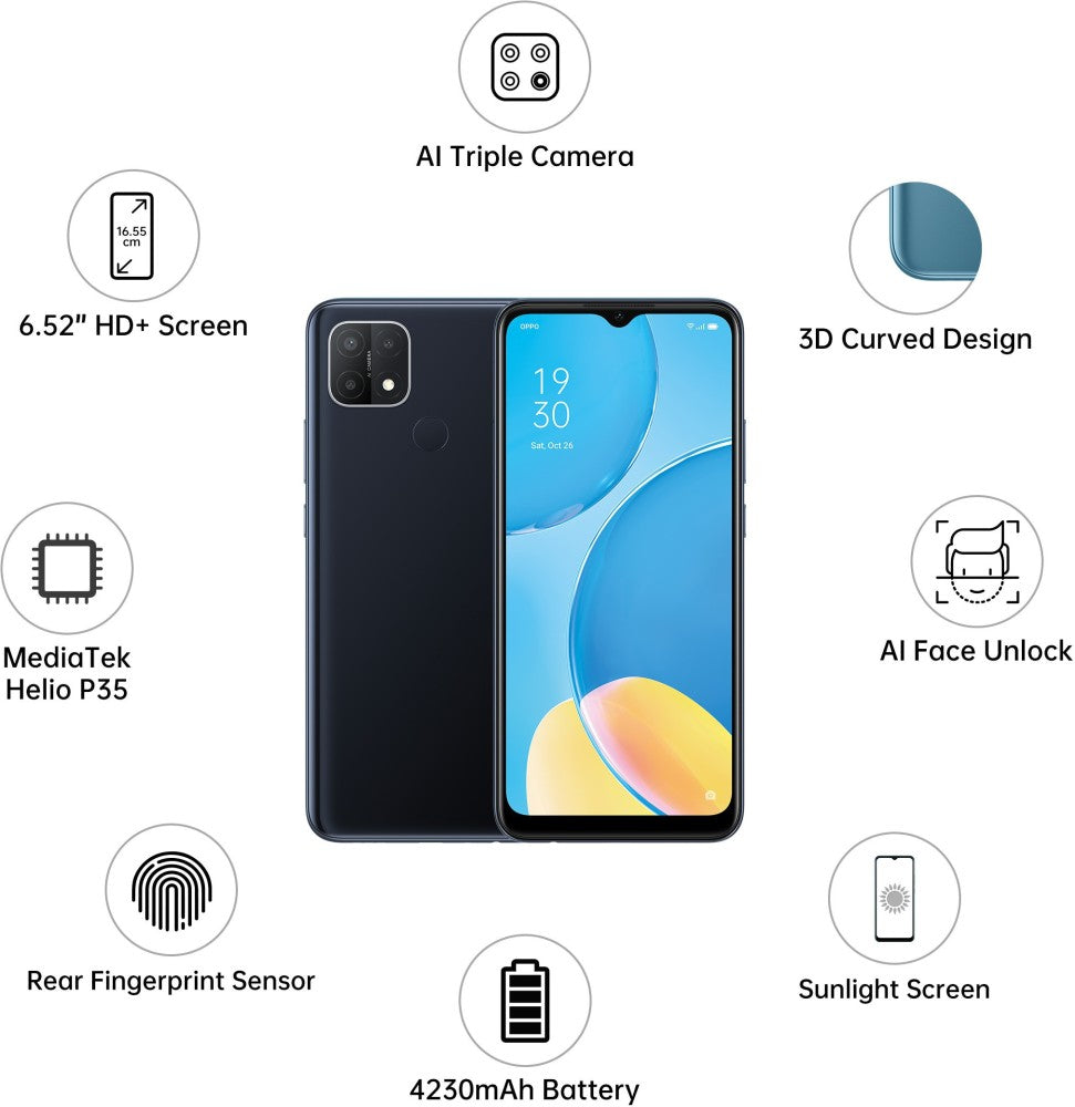 ओप्पो A15 (डायनामिक ब्लैक, 32 जीबी) - 3 जीबी रैम