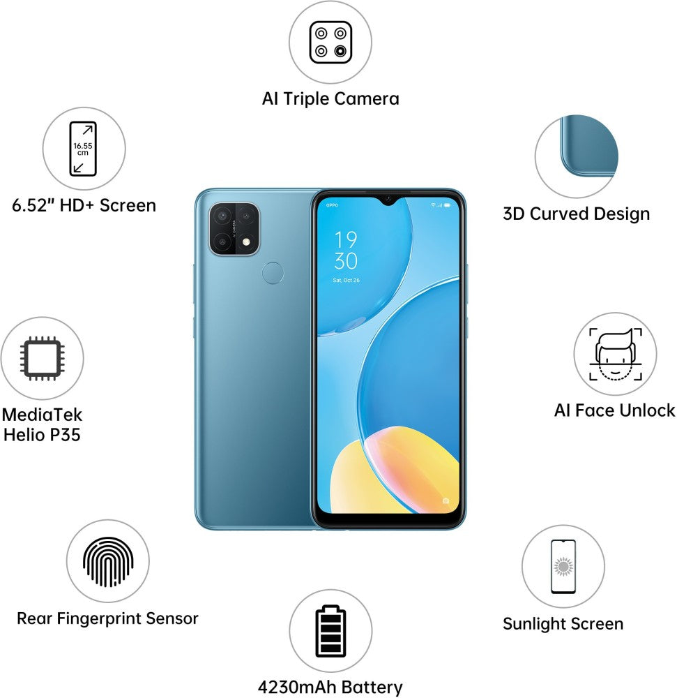 ओप्पो A15 (मिस्ट्री ब्लू, 32 जीबी) - 3 जीबी रैम