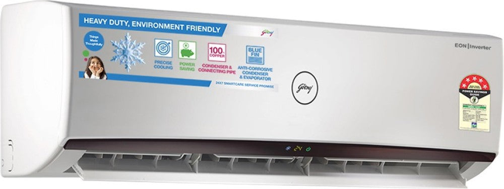 Godrej 2 Ton 5 Star Split Inverter AC  - White, Black - GIC 24ETC5-WTA, Copper Condenser