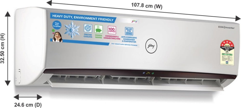 Godrej 2 Ton 5 Star Split Inverter AC  - White, Black - GIC 24ETC5-WTA, Copper Condenser