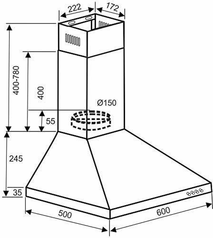 Elica AH BF 260 Nero Wall Mounted Chimney - Black 1100 CMH