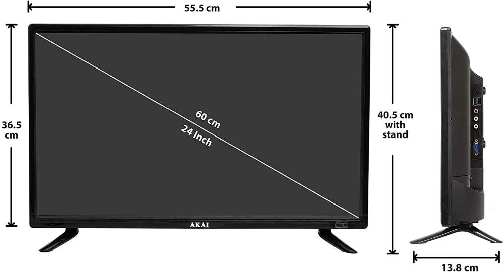 Akai 60 cm (24 इंच) HD रेडी LED TV - 60Cms (24 इंच) HD रेडी LED TV AKLT24N-D53W (काला)